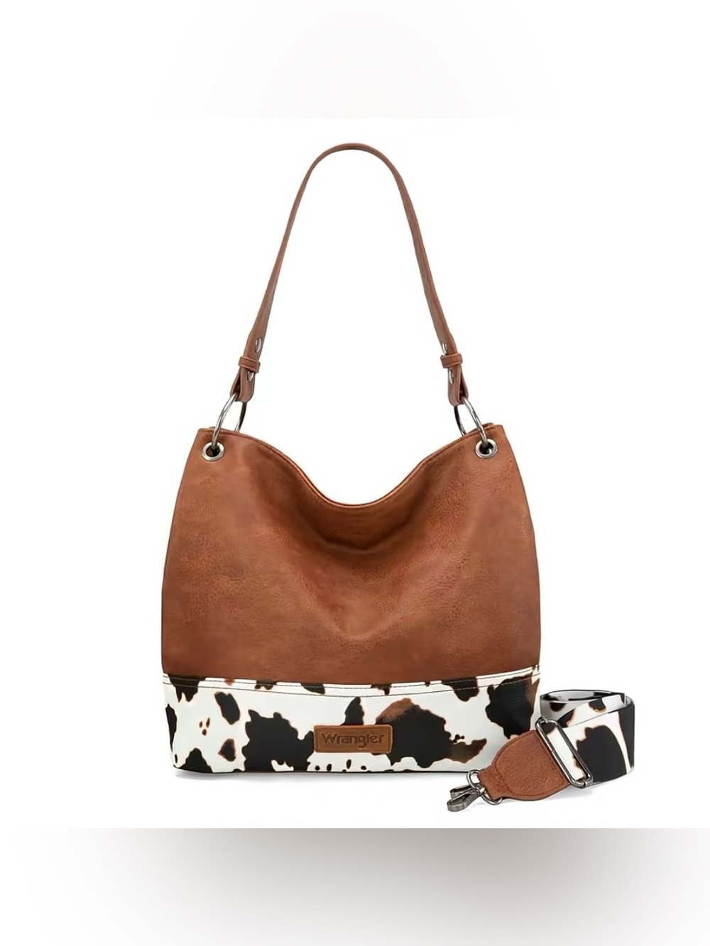 Wrangler Brown Hobo with Cow-Print Trim